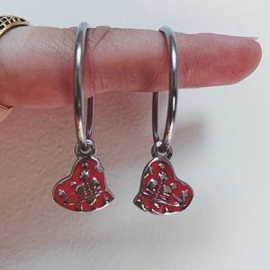 Vintage vivienne westwood red heart hoop dangle earrings